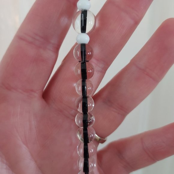 Vtg Black and white glass bead Sunchaser with 2" crystal drop - Picture 6 of 6